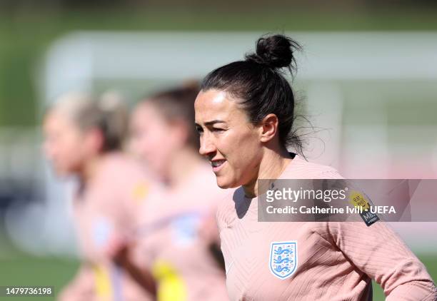 Lucy Bronze of England during an England Training session at St Georges Park on April 04, 2023 in Burton-upon-Trent, England.