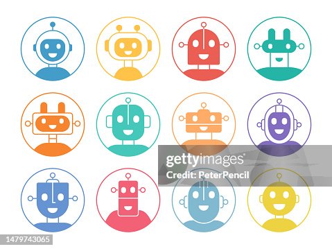 Robot Artificial Intelligence Avatar Icon Set. Profile Diverse Bot Faces for Chatbot and Social Network. Characters. Vector Stock Illustration Robot Artificial Intelligence Avatar Icon Set. Profile Diverse Bot Faces for Chatbot and Social Network. Characters. Vector Stock Illustration