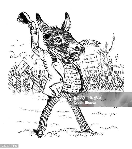 british satire caricature comic cartoon illustration - donkey stock illustrations