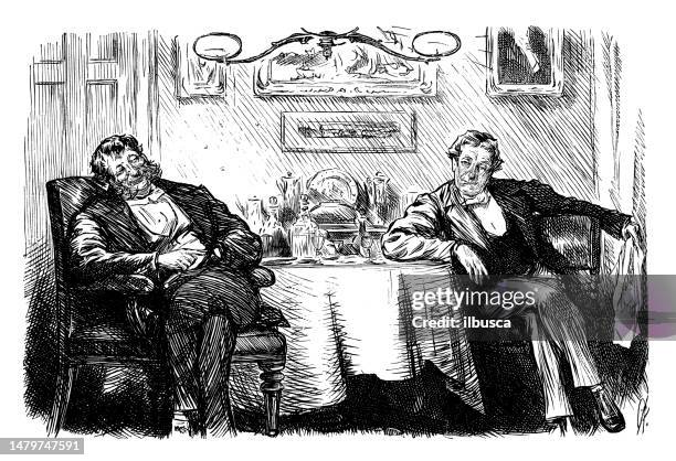 british satire caricature comic cartoon illustration - full plate stock illustrations
