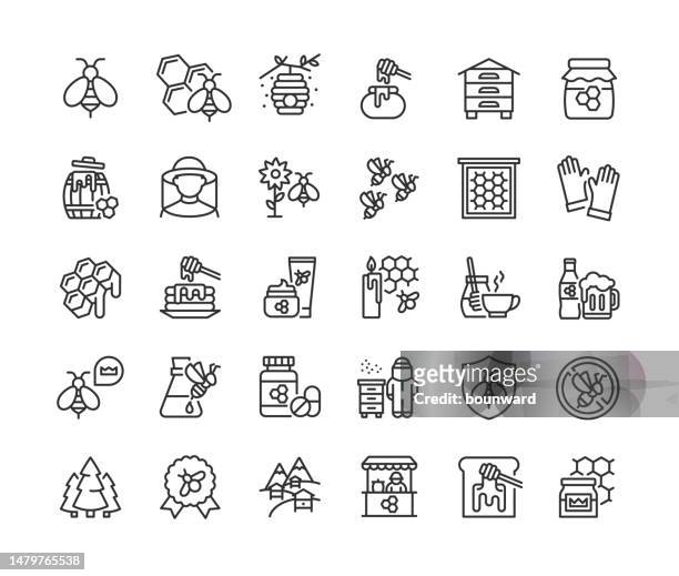 honey line icons editable stroke - insect icon stock illustrations