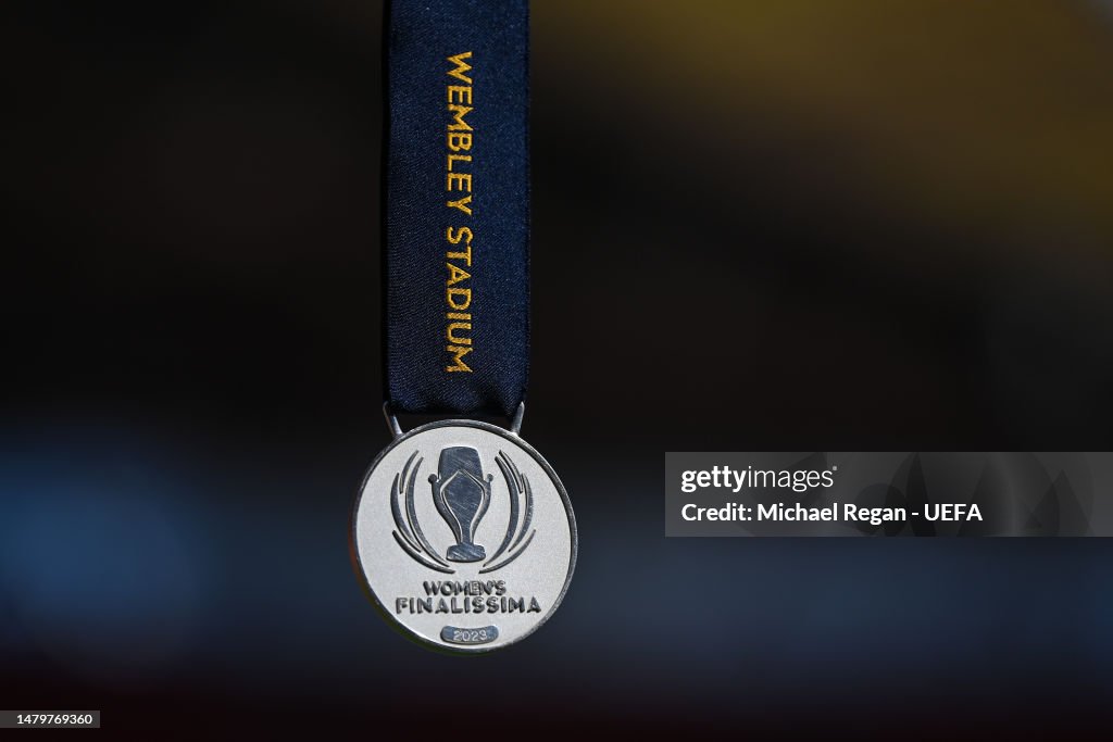 A a runnersup medal for the Women´s Finalissima 2025 is seen at
