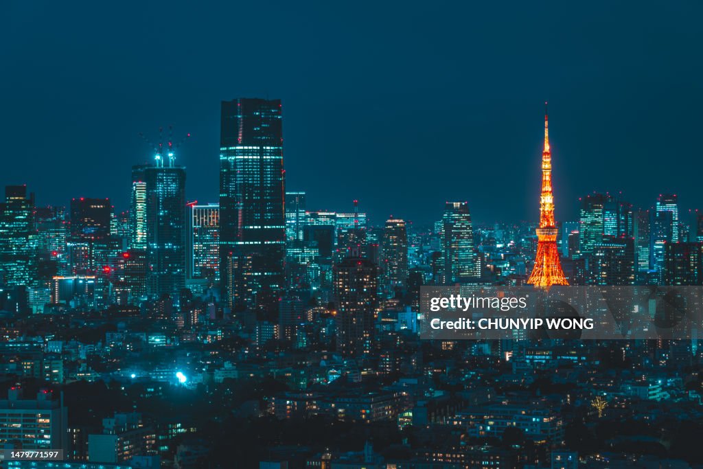 Skyline von Tokio, Japan mit dem Tokyo Tower