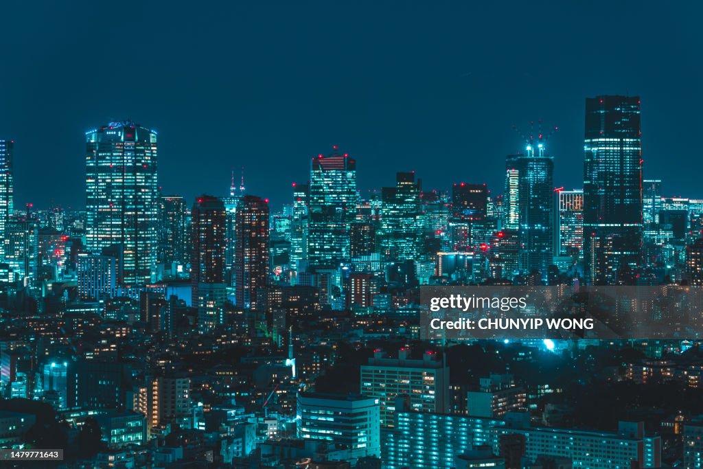 Skyline von Tokio bei Nacht, Japan