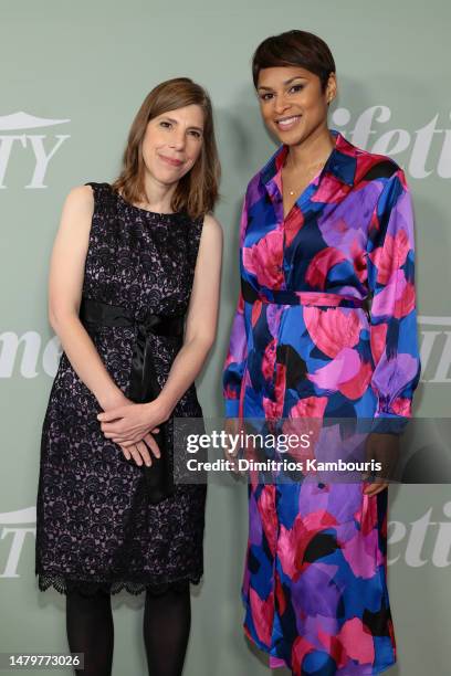 Co-Editor in Chief at Variety Cynthia Littleton and Jericka Duncan attend Variety's Power of Women presented by Lifetime at The Grill on April 04,...