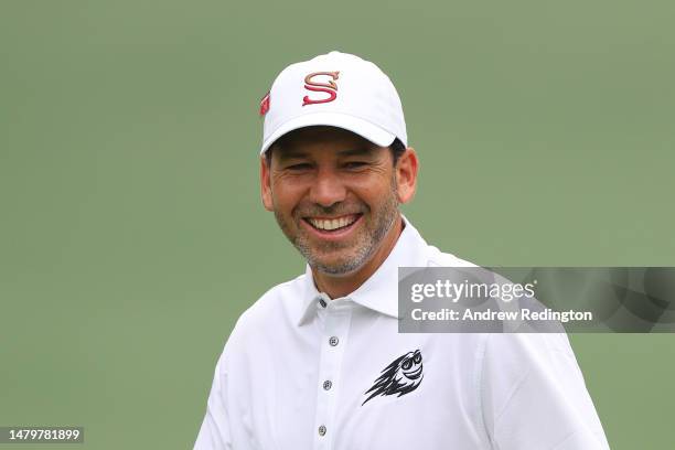 Sergio Garcia of Spain looks on from the tenth green during a practice round prior to the 2023 Masters Tournament at Augusta National Golf Club on...