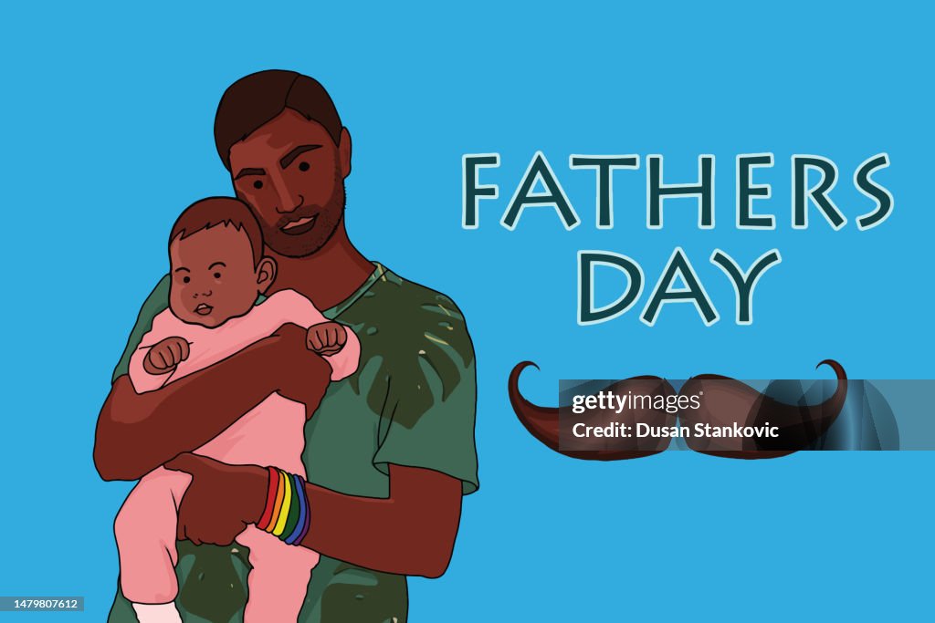 LGBT dad celebrating father's day with his baby