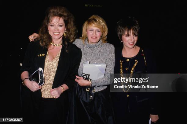 Jackie Collins, Angie Dickinson and Liza Minnelli attend an event, United States, circa 1990s.