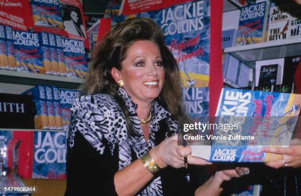 Jackie Collins at her book signing event, United States, circa 1990s.