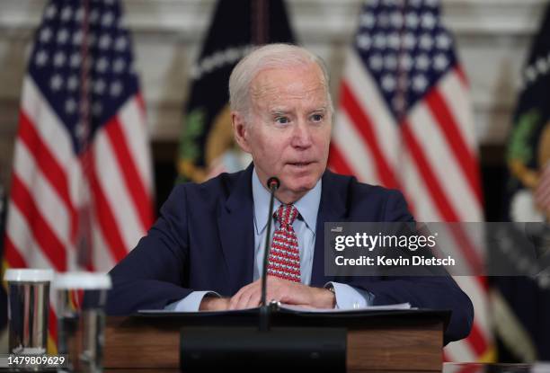 President Joe Biden holds a meeting with his science and technology advisors at the White House on April 04, 2023 in Washington, DC. Biden met with...