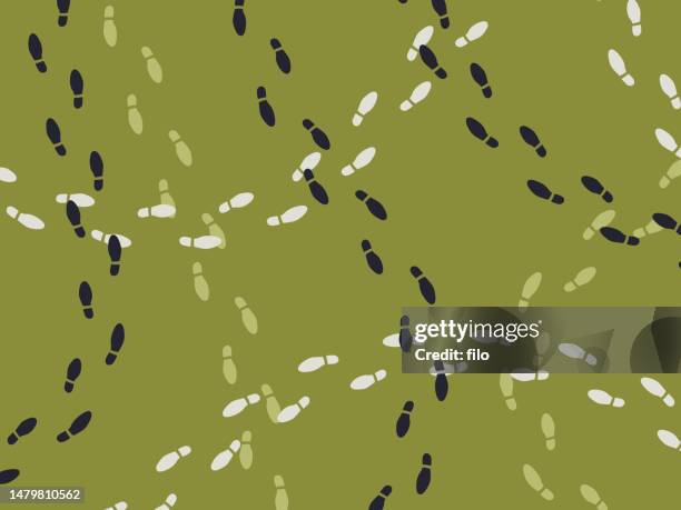 stockillustraties, clipart, cartoons en iconen met footprint trail walking hiking people - voetafdruk