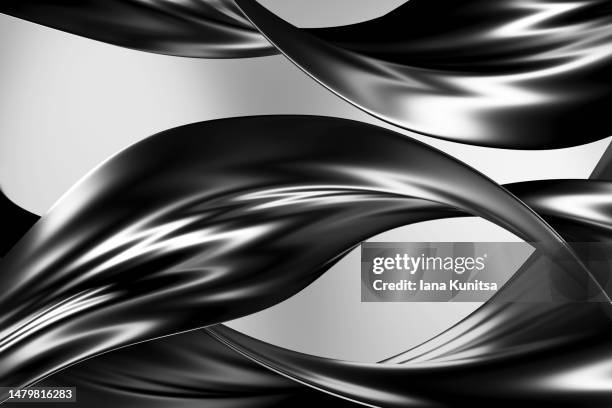 abstract glossy dark, black background. beauty 3d pattern. - oil flow stockfoto's en -beelden