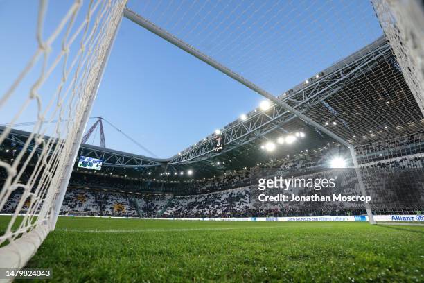 General view of the stadium form inside the goal net prior to the Coppa Italia Semi Final 1st Leg match, between Juventus FC and FC Internazionale at...