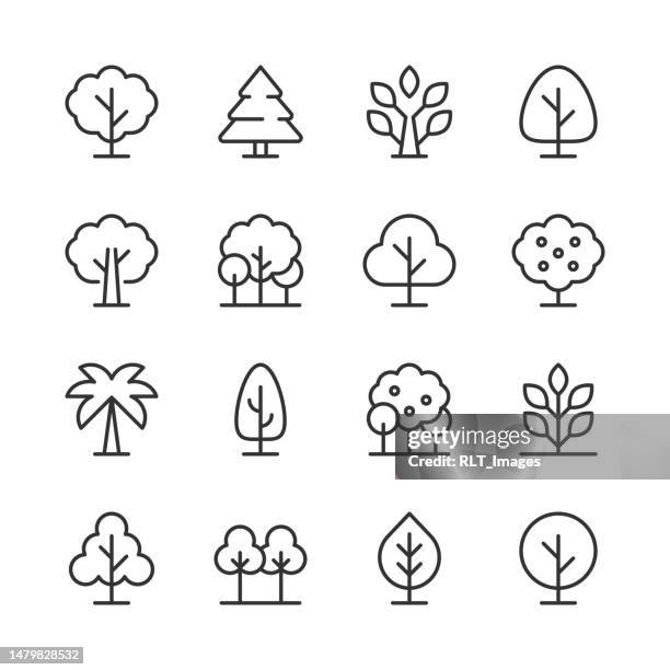 stockillustraties, clipart, cartoons en iconen met tree icons — monoline series - beschermd natuurgebied