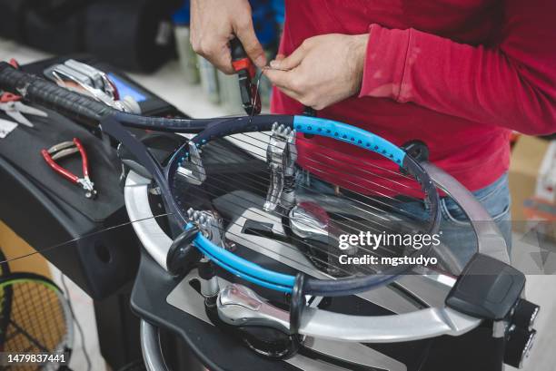 Someone Stringing A Racket Parts Of A Tennis Racket Photos and Premium High Res Pictures - Getty ...