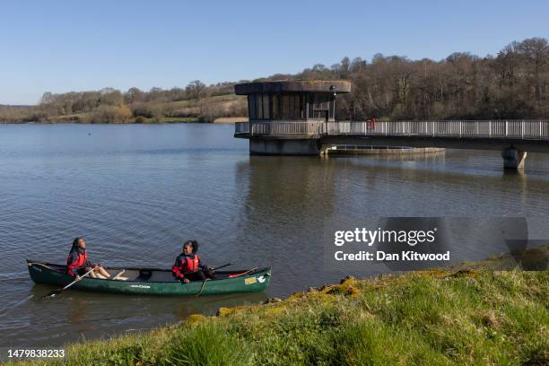 Ardingly reservoir sits at 100% capacity on April 04, 2023 in Ardingly, United Kingdom. According to the Met Office, the UK national weather service,...