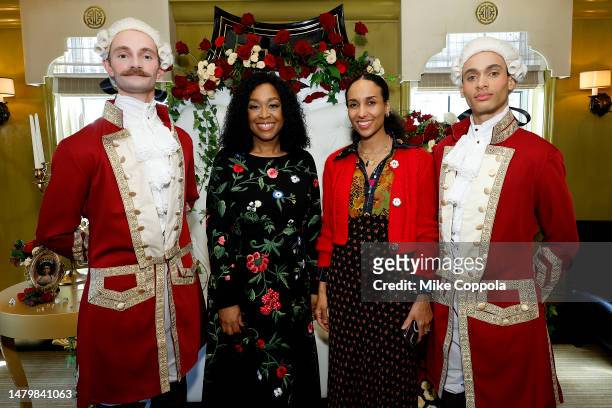 Shonda Rhimes and Chioma Nnadi attend Queen Charlotte High Tea at BG at Bergdorf Goodman on April 04, 2023 in New York City.