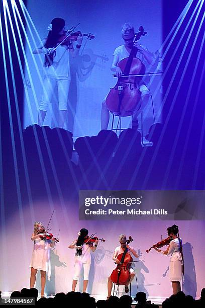 Quartet performs at the Michalsy Style Nite fashion show on July 6, 2012 in Berlin, Germany.