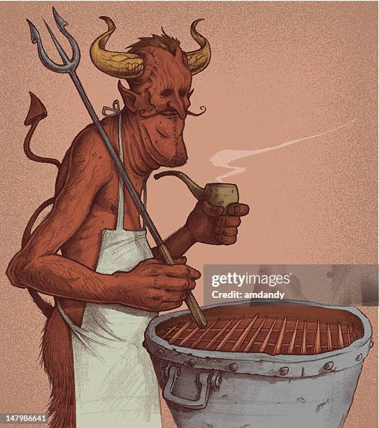 ilustrações, clipart, desenhos animados e ícones de as devils cookout - angel hot