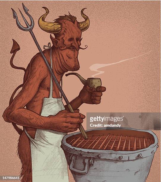 the devils cookout - party with the devil stock illustrations
