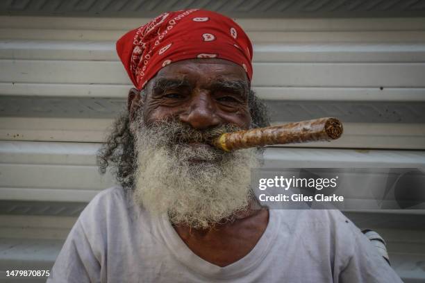 March 28, 2023. An elderly Cuban man poses on March 28, 2023 in Old Havana,Cuba.