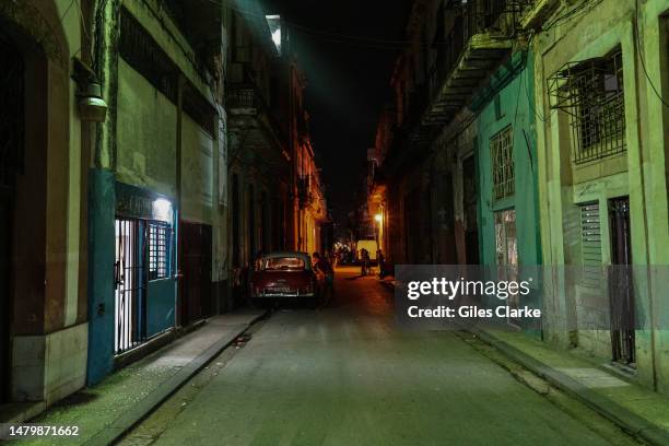 March 28, 2023. Havana street by night on March 28, 2023 in Cuba.