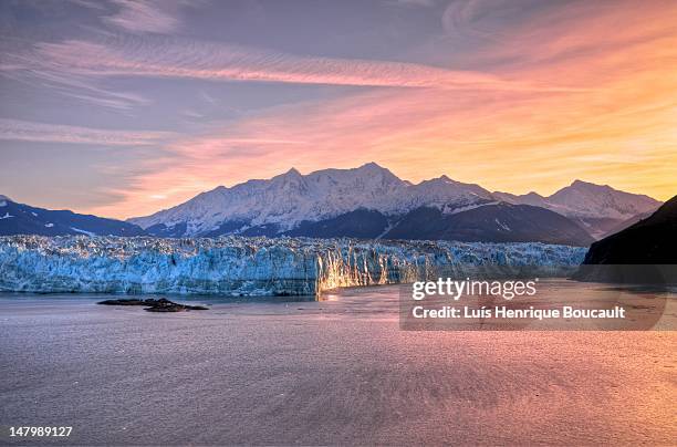 sunrise at hubbard glacier - alaska stock pictures, royalty-free photos & images