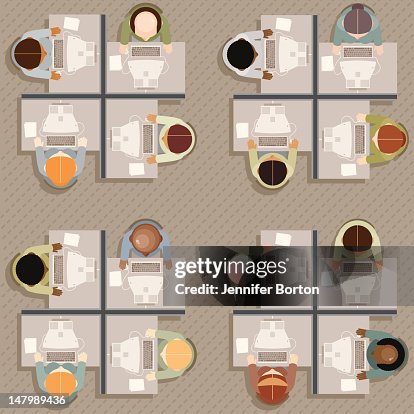 Vector Worker Overhead Layout Office Workers Overhead View High-Res Vector Graphic - Getty Images