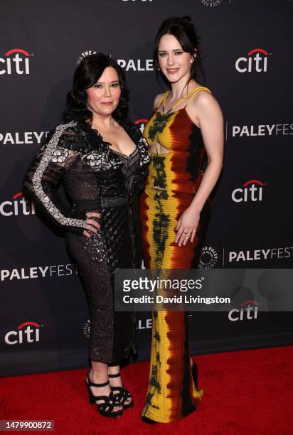 Alex Borstein and Rachel Brosnahan attend PaleyFest LA 2023 - "The Marvelous Mrs. Maisel" at Dolby Theatre on April 04, 2023 in Hollywood, California.