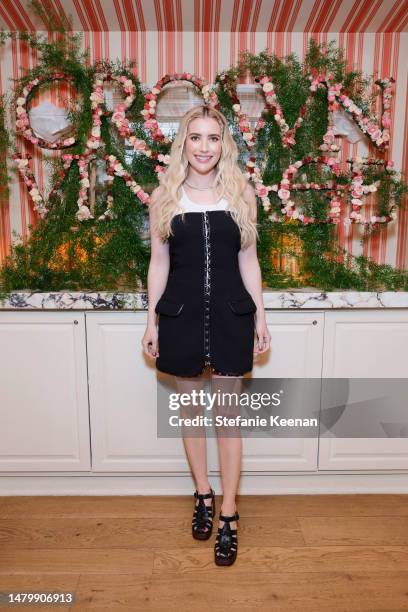 Emma Roberts attends as Emma Roberts launches her Crown Vintage Spring Collection with DSW at San Vicente Bungalows on April 04, 2023 in West...