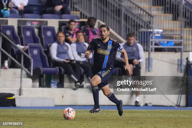 Alejandro Bedoya of Philadelphia Union controls the ball against Atlas during the Quarterfinals Leg 1 of the CONCACAF Champions League at Subaru Park...