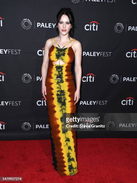 Rachel Brosnahan arrives at the PaleyFest LA 2023 - "The Marvelous Mrs. Maisel" at Dolby Theatre on April 04, 2023 in Hollywood, California.
