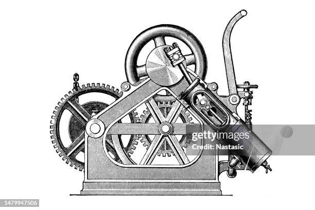 steam winch - piston stock illustrations