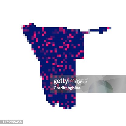 Namibia map in pixels on white background Namibia map in pixels on white background