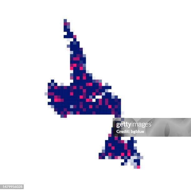 newfoundland and labrador map in pixels on white background - st johns newfoundland stock illustrations