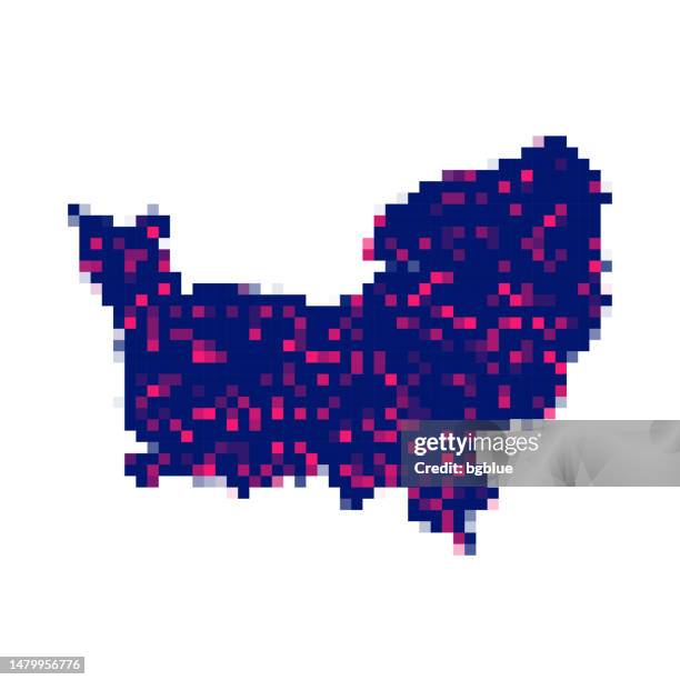 normandy map in pixels on white background - normandy stock illustrations