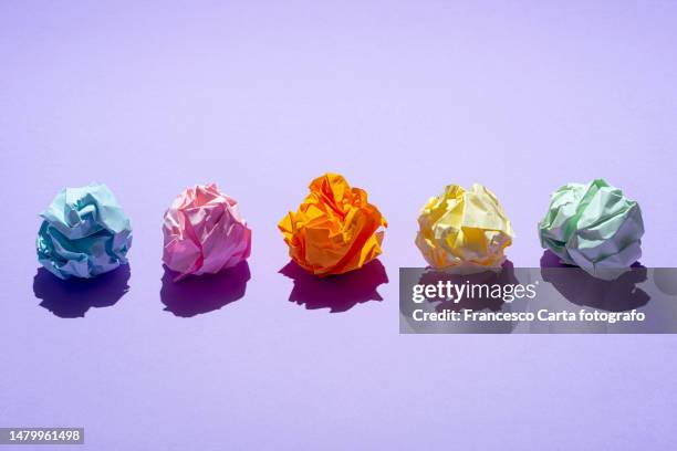 multi colored paper balls - texture carta stock pictures, royalty-free photos & images