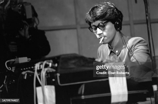 Japanese composer and musician Ryuichi Sakamoto performing with Yellow Magic Orchestra at Hurrah in New York City on November 1, 1979.