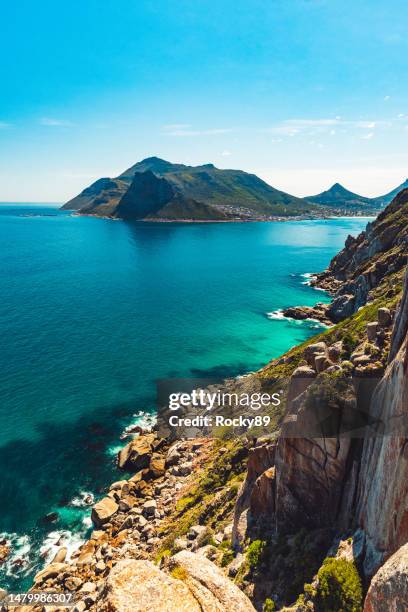 beautiful landscape at chapman's peak drive near cape town, south africa - chapmans peak stock pictures, royalty-free photos & images