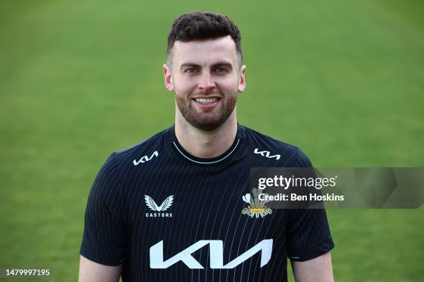 Dom Sibley of Surrey poses for a picture during the Surrey CCC Photocall at The Kia Oval on April 03, 2023 in London, England.