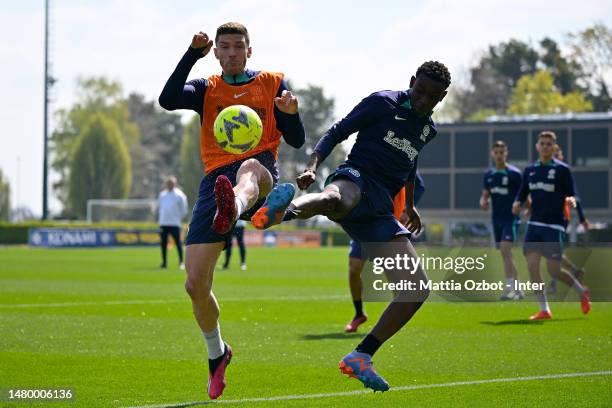 Robin Gosens of FC Internazionale in action during the FC Internazionale training session at the club's training ground Suning Training Center on...