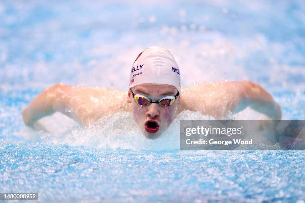 Samuel Ryan of Mount Kelly competes in the Men 200m Butterfly heats on Day Two of the British Swimming Championships 2023 at Ponds Forge on April 05,...