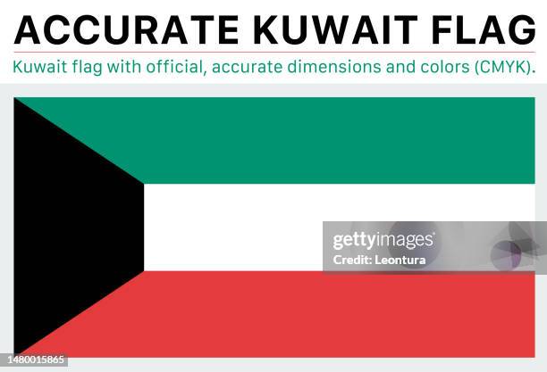 kuwait flag (official cmyk colors, official specifications) - kuwaiti flag stock illustrations
