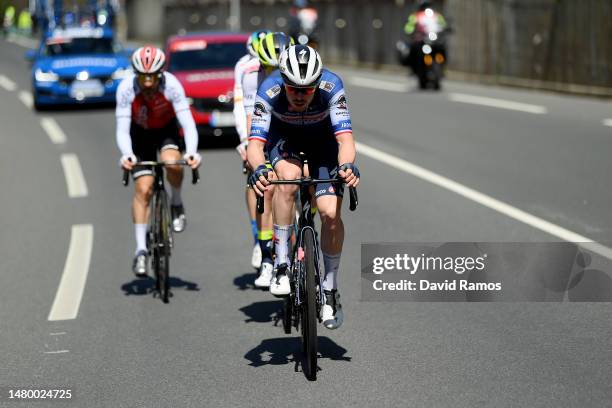 Simon Geschke of Germany and Team Cofidis and Remi Cavagna of France and Team Soudal Quick-Step compete in the breakaway during the 62nd Itzulia...