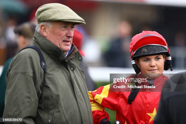 Olive Nicholls alongside father and trainer Paul Nicholls ahead of riding Oscars Moonshine to victory in the Respect in Racing Amateur Jockey's...