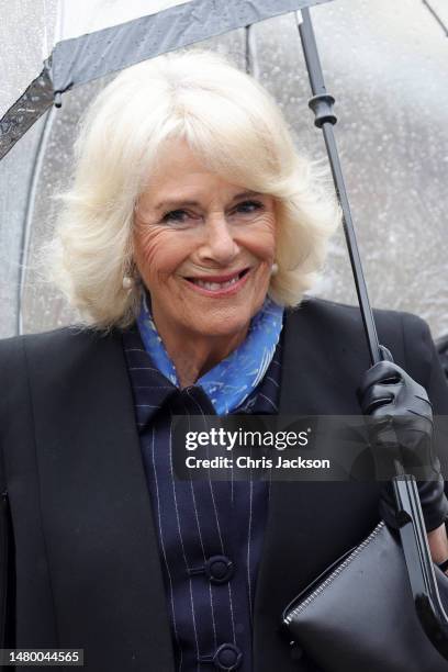 Camilla, Queen Consort visits the Talbot Yard food court on April 05, 2023 in Malton, England. The King and Queen Consort are visiting Yorkshire to...