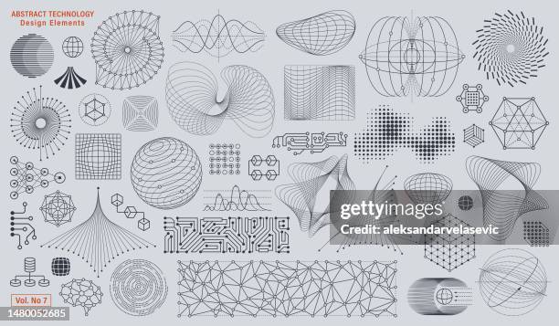 abstract technology elements - 3d network diagram stock illustrations