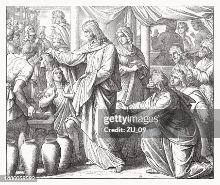 The Wedding at Cana (John 2), wood engraving, published 1860 The Wedding at Cana (John 2), wood engraving, published 1860
