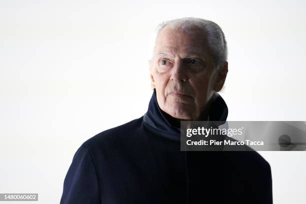 Marco Tronchetti Provera attends the press preview of "Grand Bal" exhibition by Ann Veronica Janssens at Pirelli HangarBicocca on April 04, 2023 in...