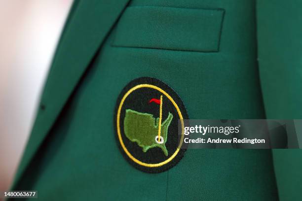 Detail of a green jacket during a practice round prior to the 2023 Masters Tournament at Augusta National Golf Club on April 05, 2023 in Augusta,...